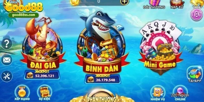 Điểm danh 3 phòng chơi có sẵn tại game bắn cá thần tài
